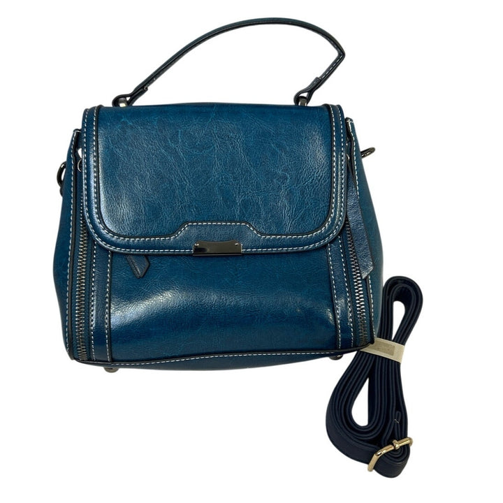 Imeetu Womens Blue Faux Leather Metal Latch Removeable Strap Crossbody Handbag