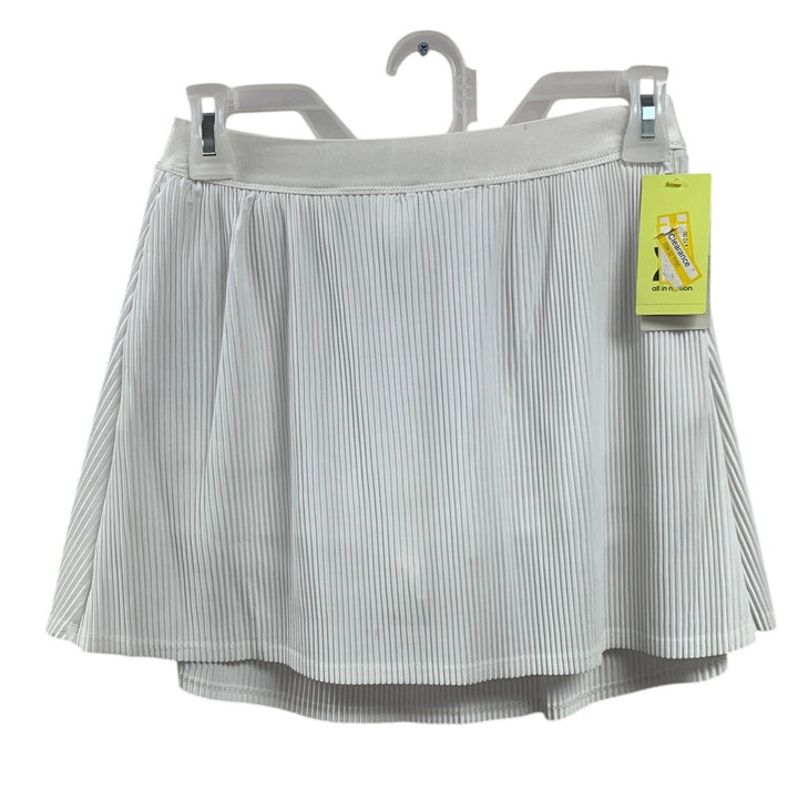 New All In Motion Girls XL White Pleated Elastic Waist Tennis Sport Skort