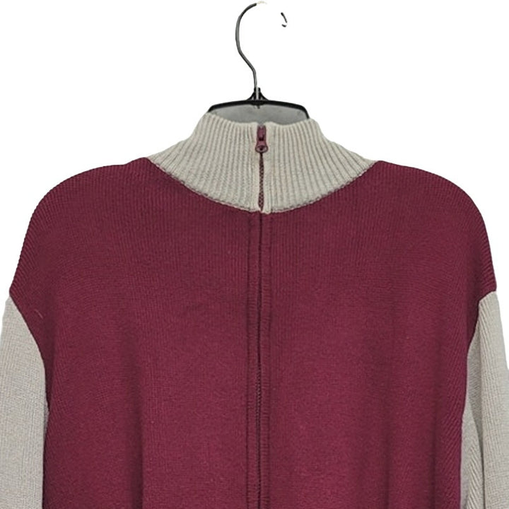 Joe Boxer Mens Large 100% Cotton Long Sleeve Arm Stripes Full Zip Knit Sweater