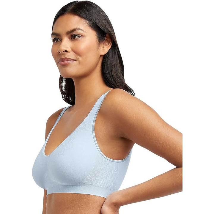 New Bali Womens Large Blue Wireless Comfort Seamless Moisture Wicking Bra