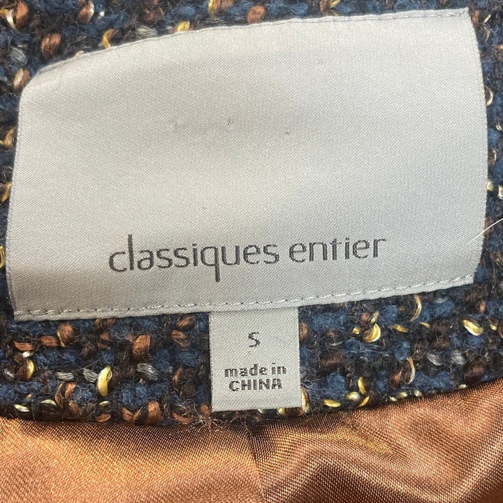 Classiques Entier Womens Small Short Sleeve Wool Blend Front Zip Blazer Jacket