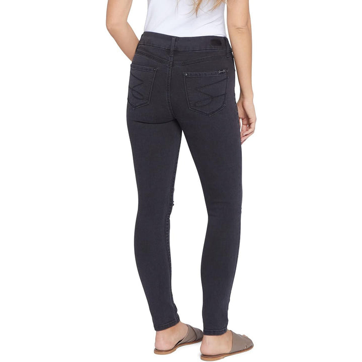 NWT New Seven7 Womens Size 4 Black High Rise Skinny Distressed Denim Jeans