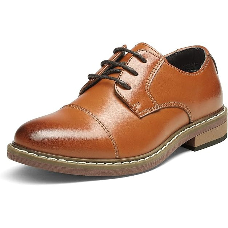 Bruno Marc Big Kid Boys Size 4 Brown Lace Up Faux Leather Oxford Formal Shoes