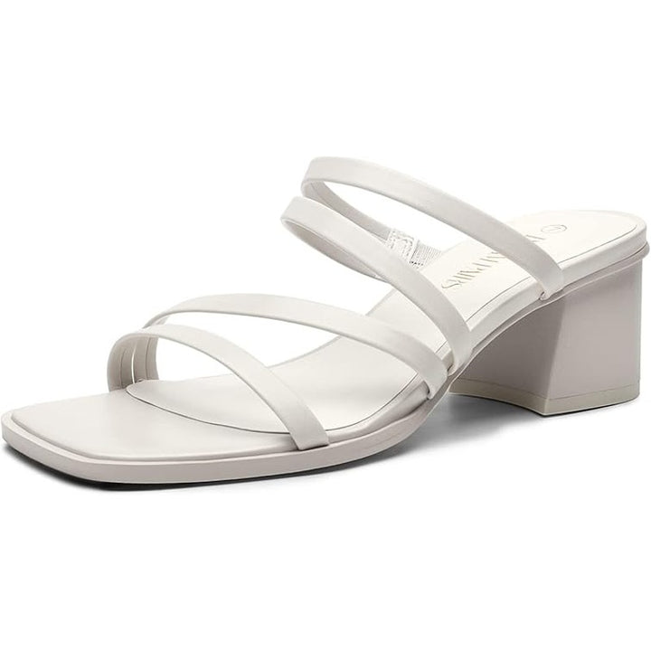 Dream Pairs Womens Size 8 White Strappy 2.5" Block Heel Open Toe Sandal Shoes