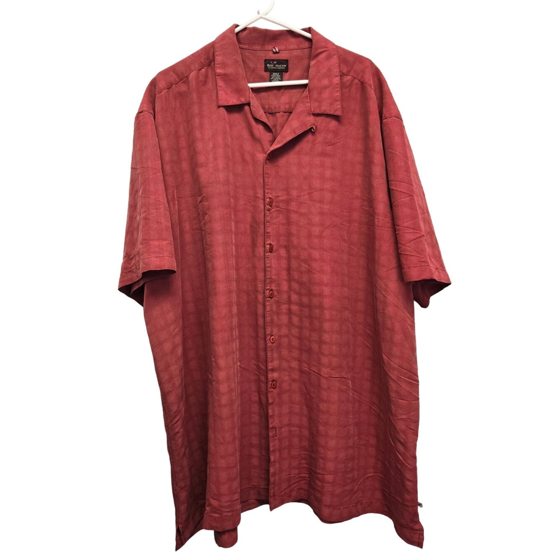 Red Macaw 3XLT PolyRayon Plaid Short Sleeve Button Up Shirt w Front Pocket