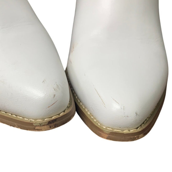 Dream Pairs Womens Size 8 White Faux Leather 3" Block Heel Western Cowboy Boots