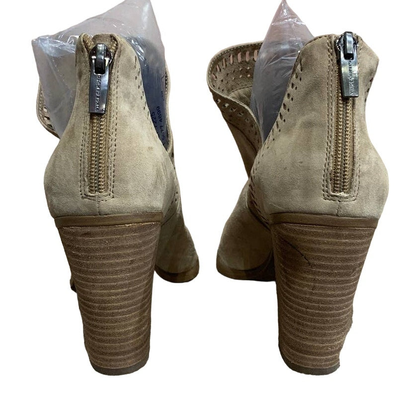 Vince Camuto Fileana US 10 Genuine Leather Suede Back Zip Booties 4" Heels Boots