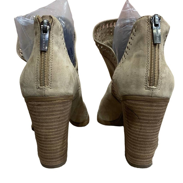 Vince Camuto Fileana US 10 Genuine Leather Suede Back Zip Booties 4" Heels Boots