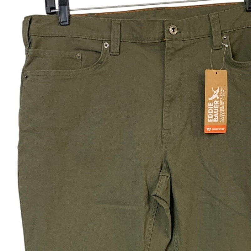 New Eddie Bauer Mens 40/36 Olive Green Classic Fit Stretch Cotton Mountain Jeans