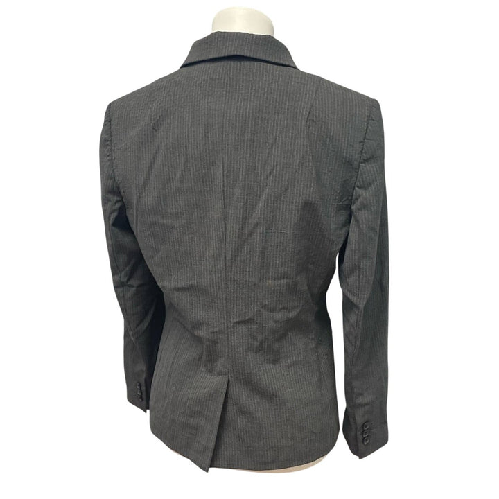 Banana Republic Womens 10P 10 Petite Gray Pin Striped 3 Button Blazer Jacket
