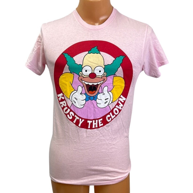 The Simpsons Mens Small Krusty The Clown 100% Cotton Pink Short Sleeve Tee Shirt
