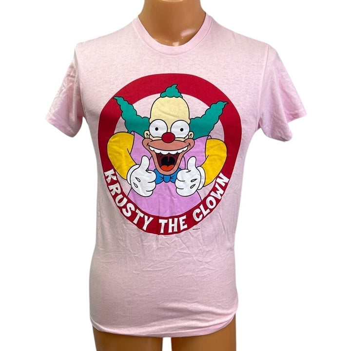 The Simpsons Mens Small Krusty The Clown 100% Cotton Pink Short Sleeve Tee Shirt