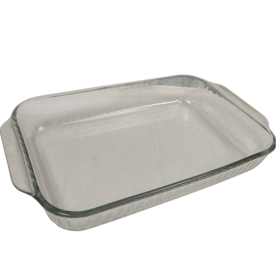 Vintage Pyrex 3QT Clear Glass Textured Sides Rectangular Baking Casserole Dish