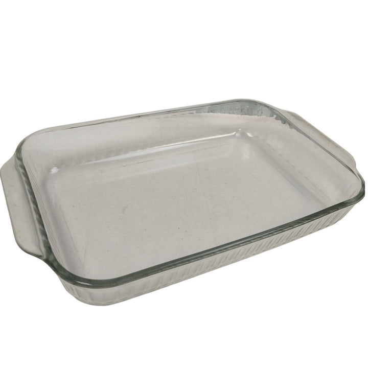 Vintage Pyrex 3QT Clear Glass Textured Sides Rectangular Baking Casserole Dish