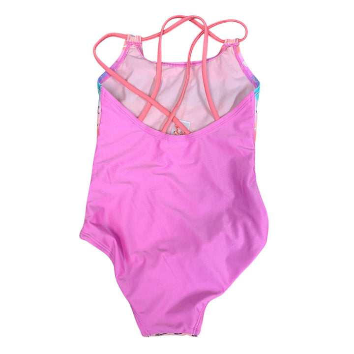 NWT New Cat &amp; Jack Girls Size XS (4/5) Striped Silver Wave 1PC Swimsuit