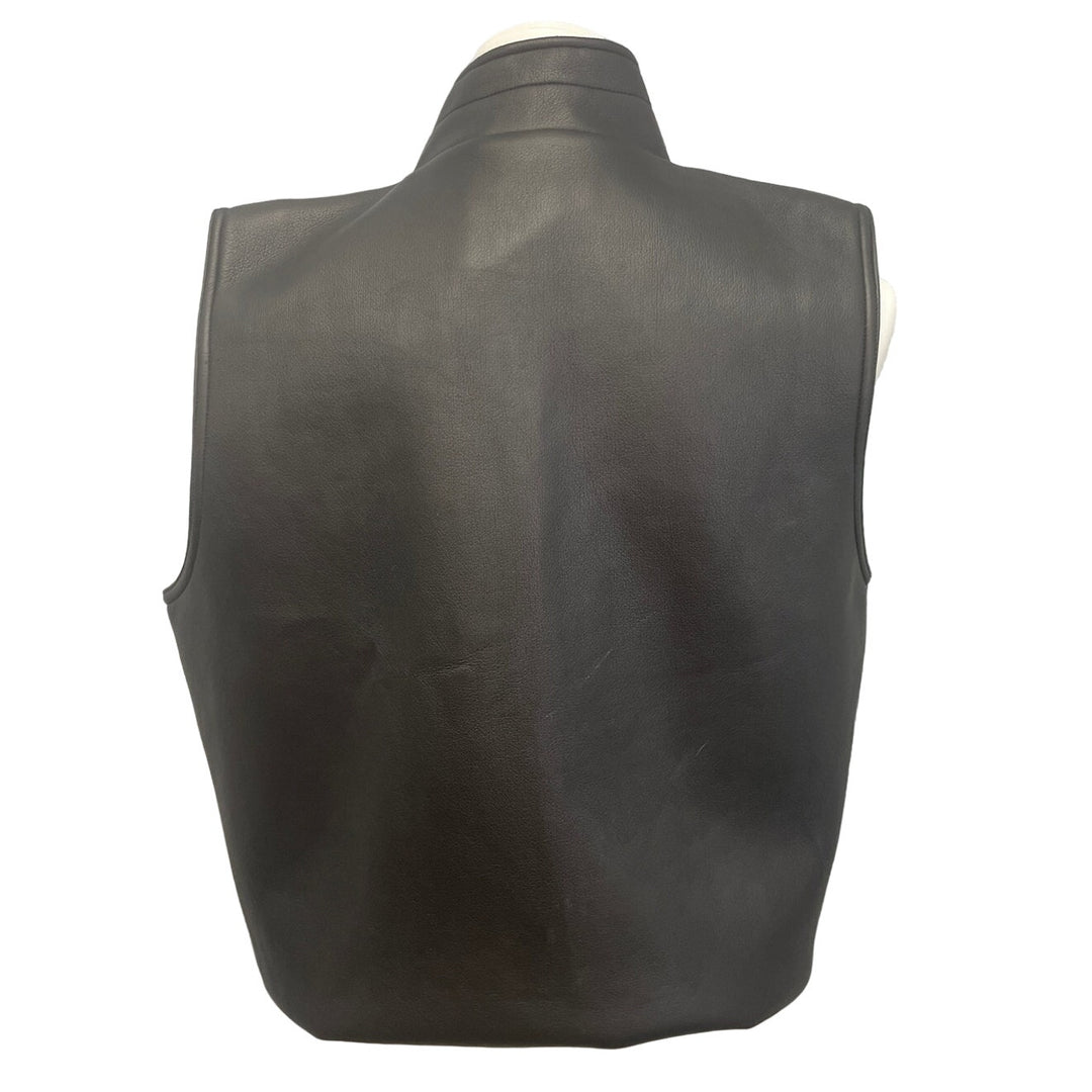 New No Boundaries Juniors Medium Faux Leather Full Zip Lined Vest w Pockets