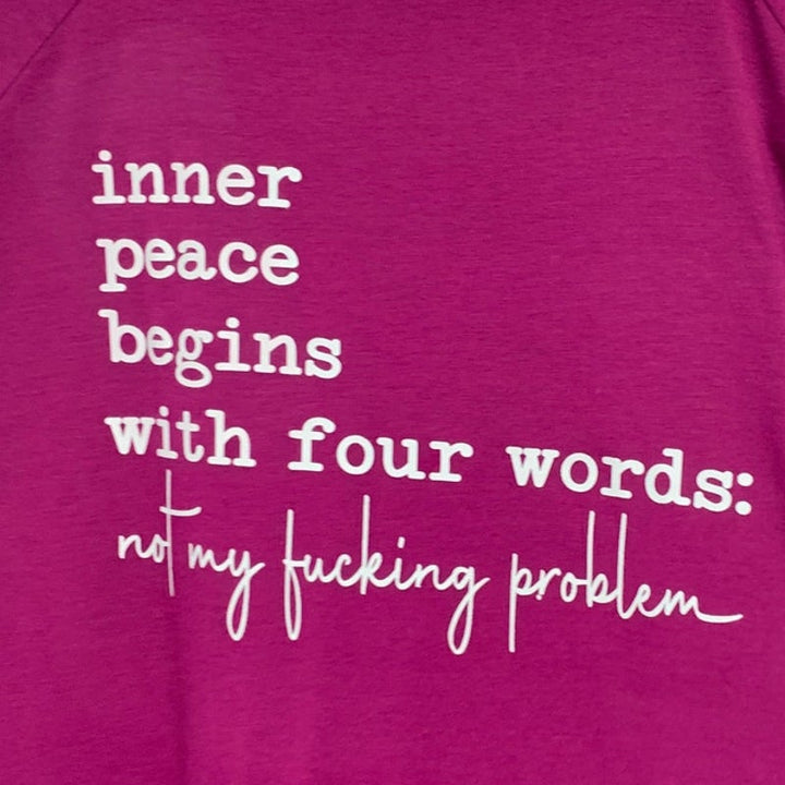 Upcycled Hand Printed Womens 22/24 Inner Peace Begins With Not My Problem Top