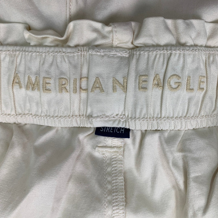 New American Eagle Womens Small Off White Elastic Waist Shorts w Front Pockets