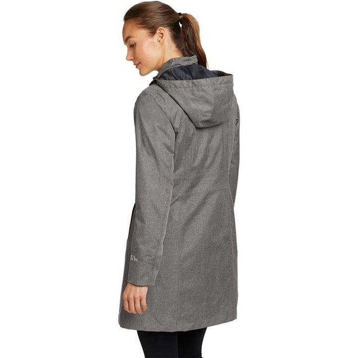 New Eddie Bauer Womens XS Gray Girl on the Go Insulated Waterproof Trench Coat