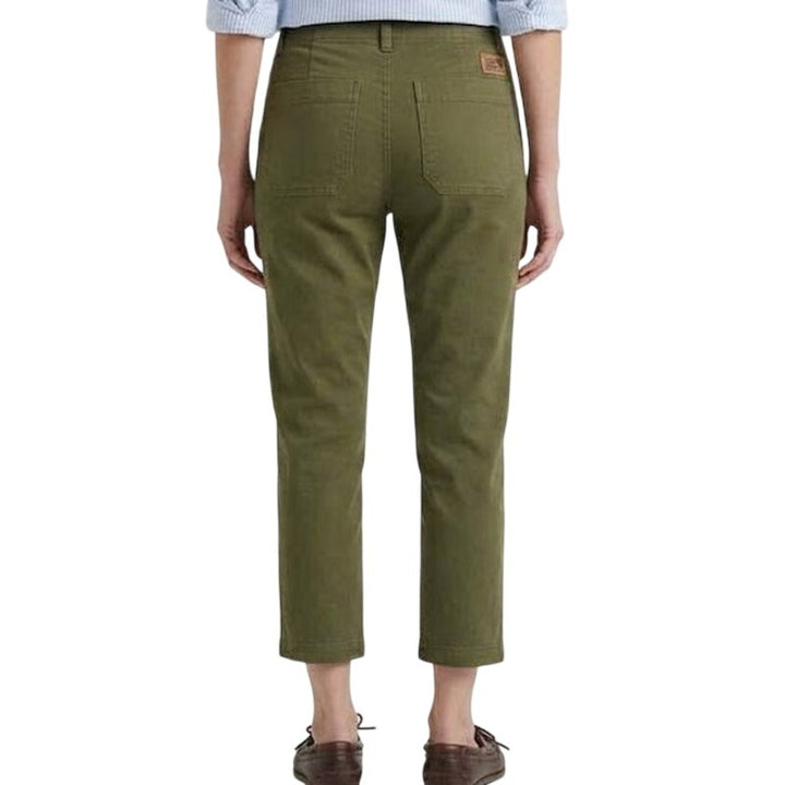 New Eddie Bauer Womens 8 Alder Green High Rise Utility Canvas Kick Crop Pants