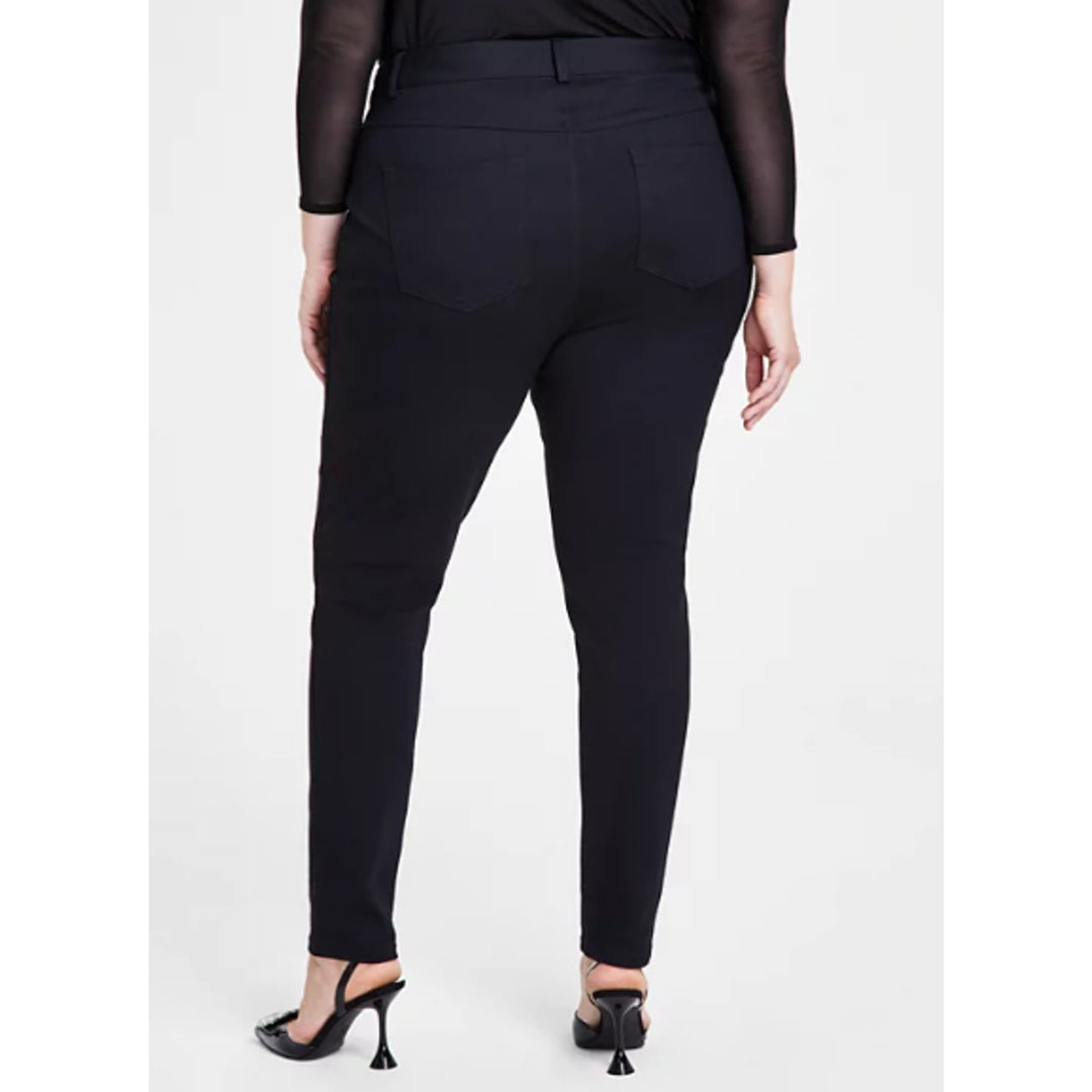 New INC Womens Plus Size 24W Skinny Leg Front Zip Mid Rise Black Ponte Pants