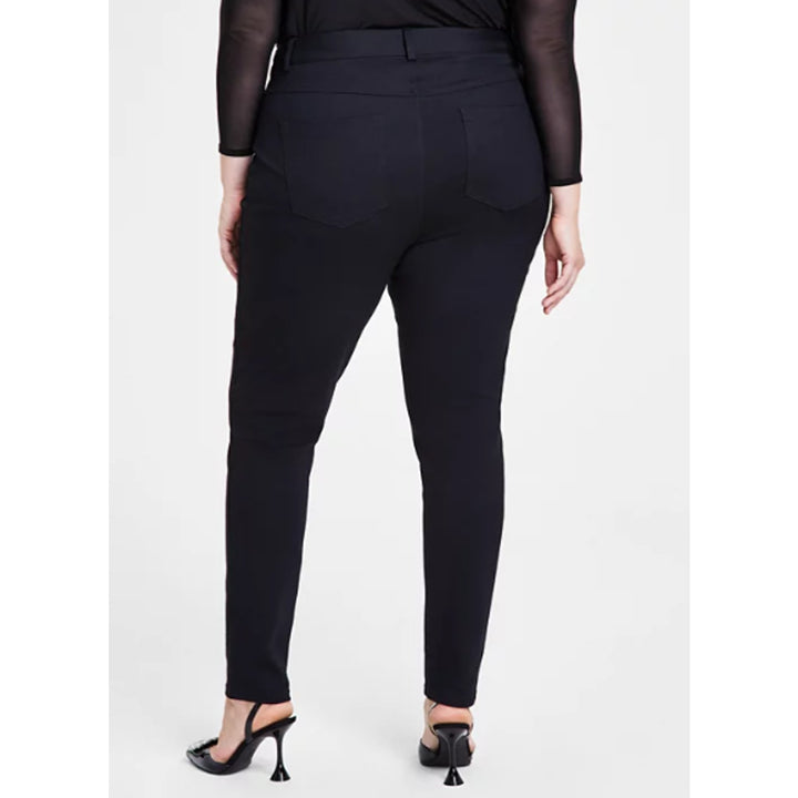 New INC Womens Plus Size 24W Skinny Leg Front Zip Mid Rise Black Ponte Pants