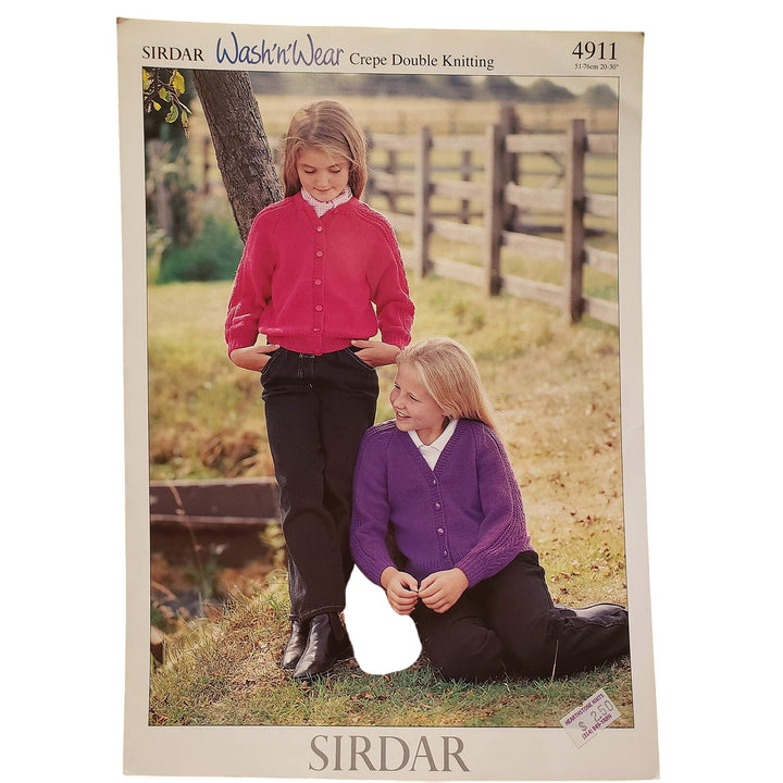 New Sirdar 4911 Wash N Wear Crepe Child Cardigan Sweater Knitting Pattern