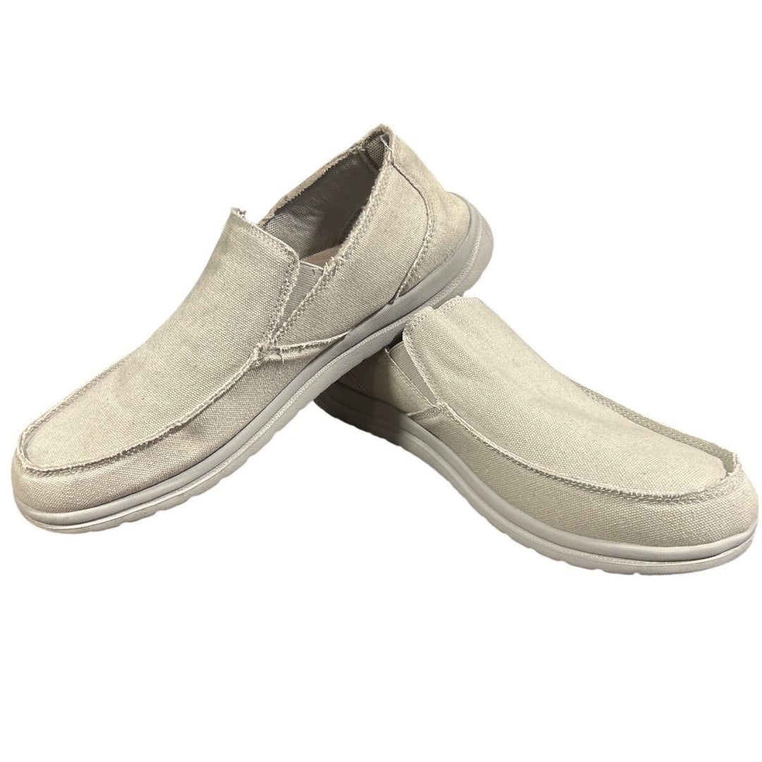 Canva Mens Size 12 Gray Slide On Canvas Washable Walking Loafers Deck Shoes