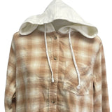 New Time and Tru Womens Large Long Sleeve Plaid Flannel Cotton Blend Hoodie