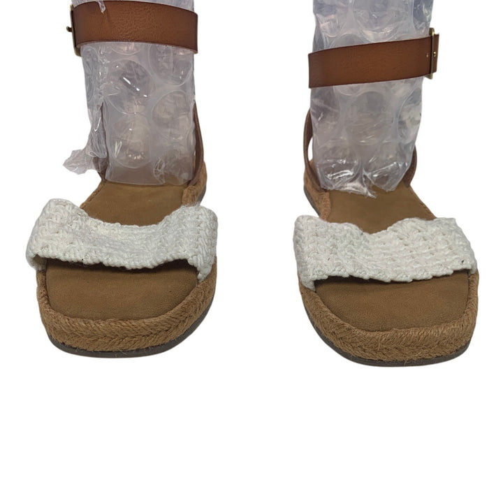 New American Eagle Womens US Size 8 Espadrille Ankle Wrap Faux Leather Sandals