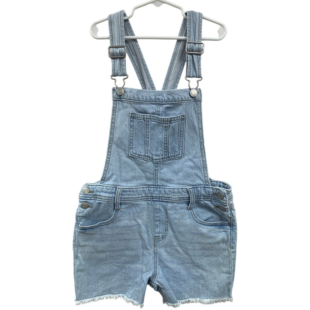 New Cat &amp; Jack Girls Large (10/12) Blue Denim Stretch Shortalls Overalls