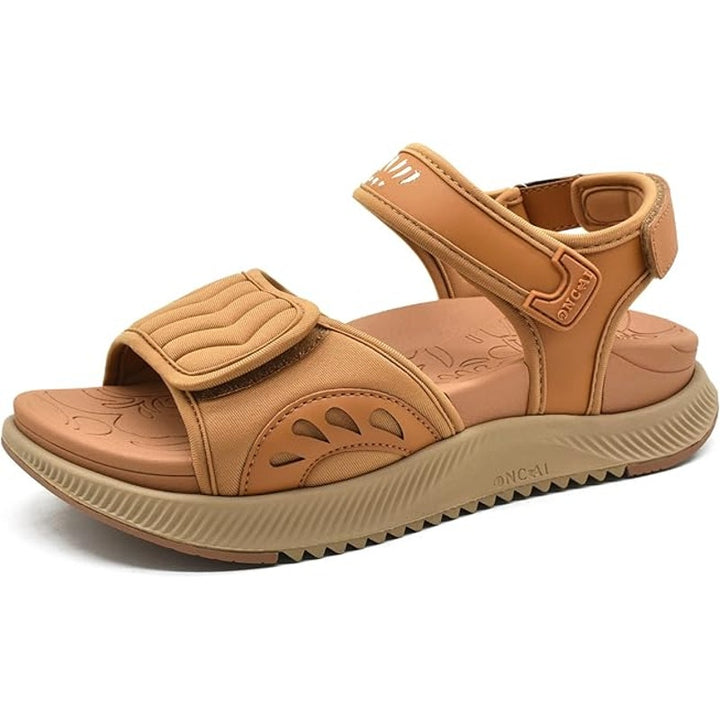 Oncai Womens Size 8 Gold Tan Hook Loop Arch Support Open Toe Walking Sandals