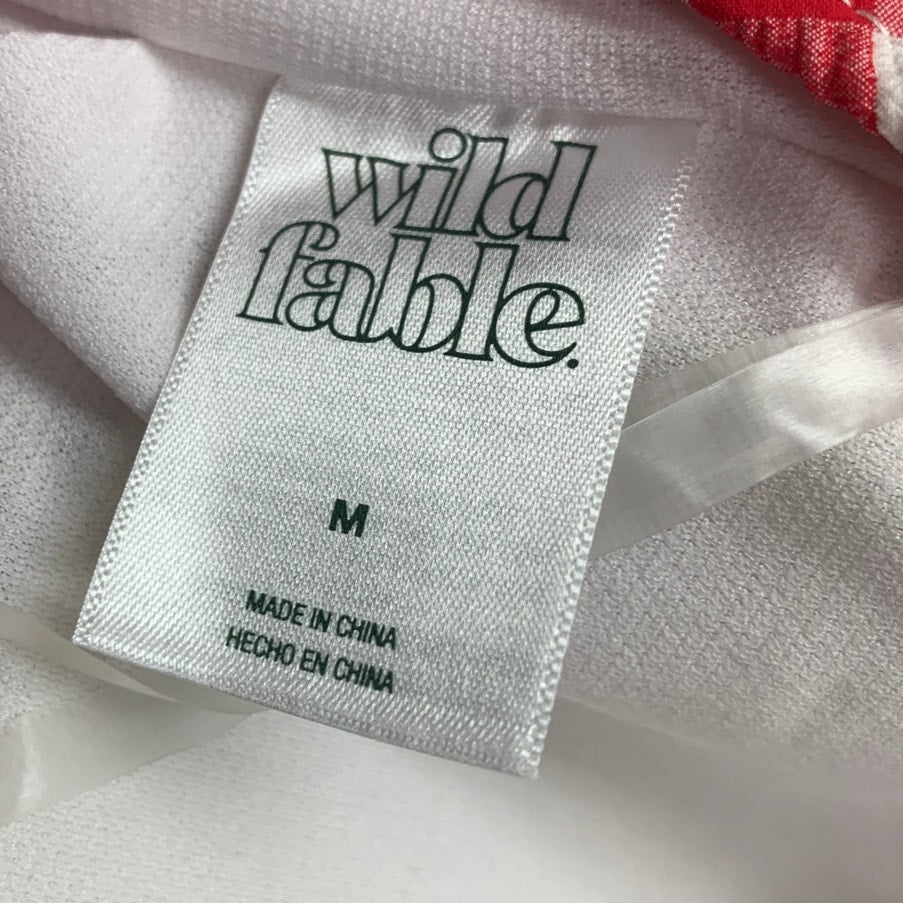 New Wild Fable Womens Medium Red White Picnic Gingham Check One Piece Swimsuit