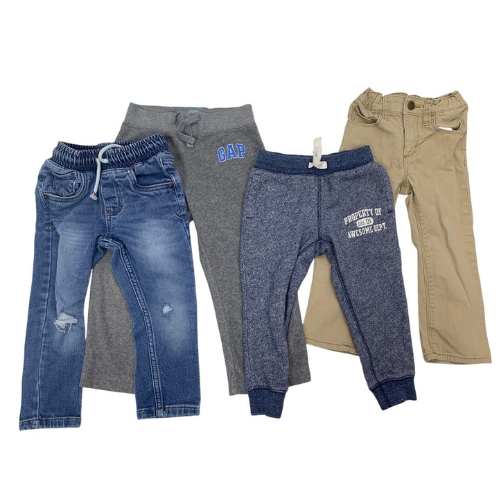 4 Baby Boys 2T Long Elastic Drawstring Waist Sweatpants Jeans Pants Clothes Lot