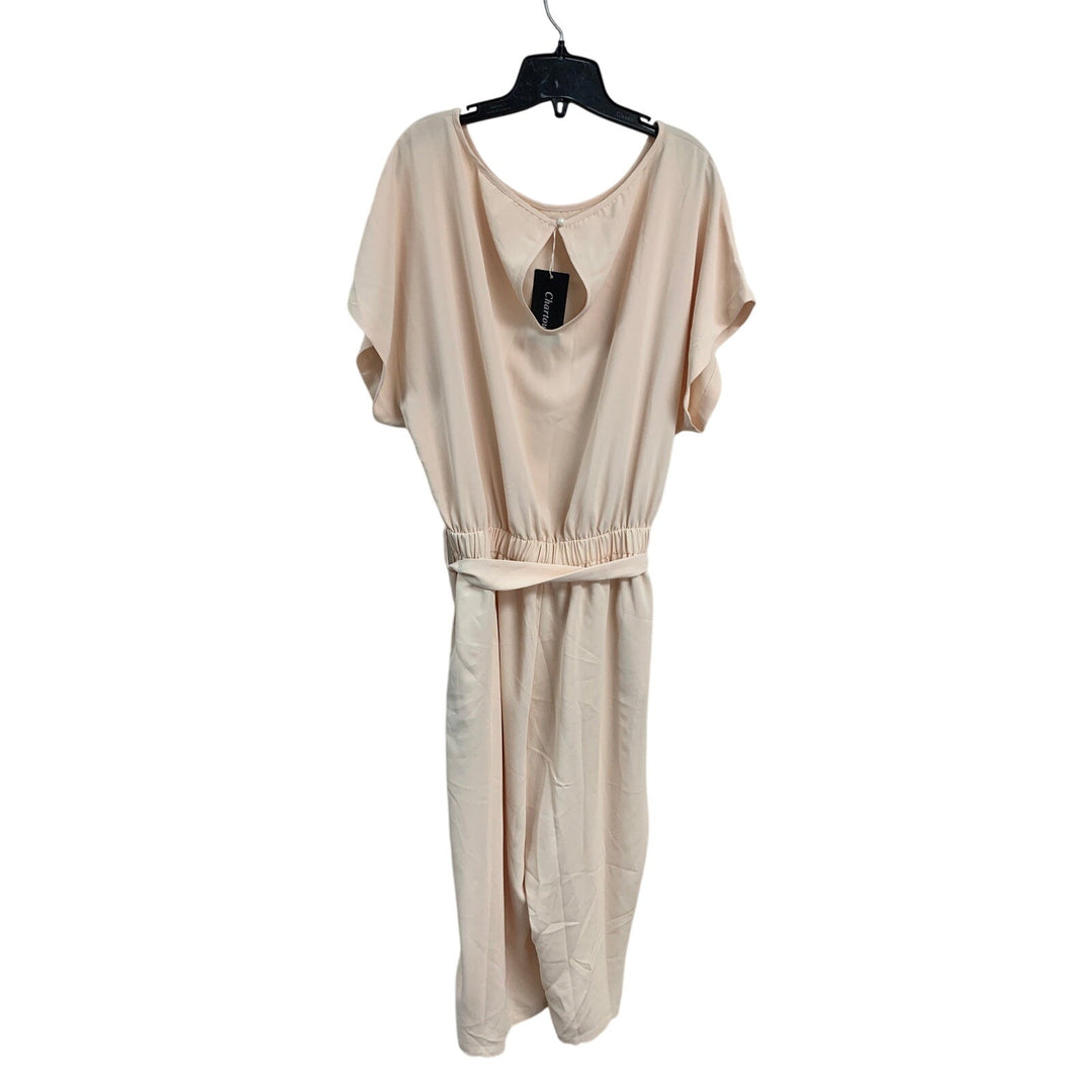 NWT New Chartou Womens XL Short Sleeve Bow Tie Wide Leg Cropped Capri Jumpsuit