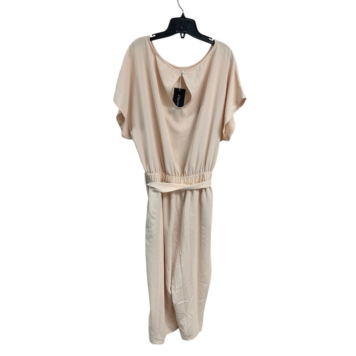 NWT New Chartou Womens XL Short Sleeve Bow Tie Wide Leg Cropped Capri Jumpsuit