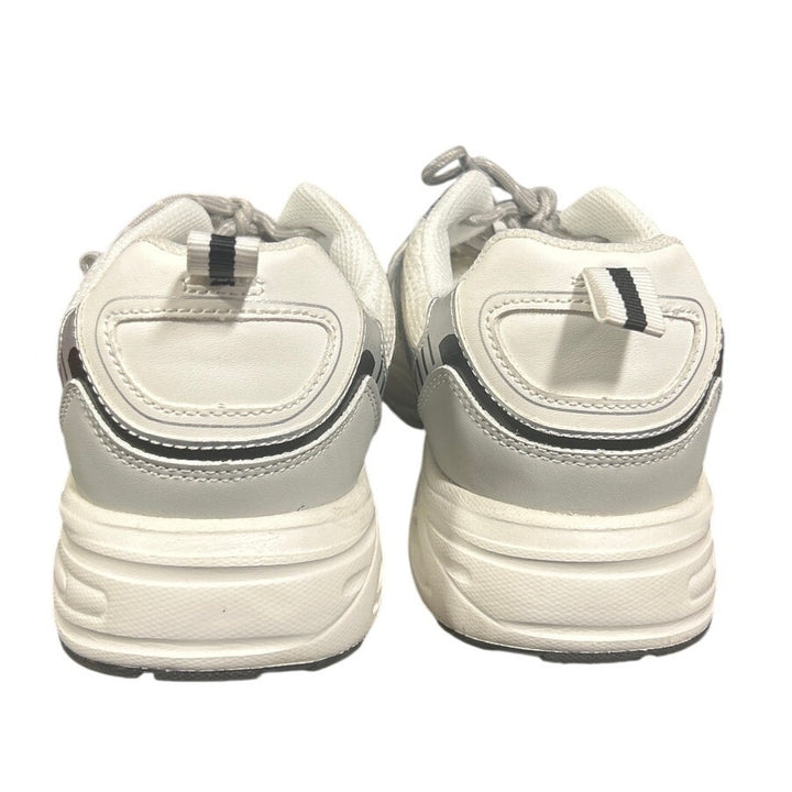 Lucky Step Womens Size 9 White Silver Mesh Lace Up Air Cooled Athletic Shoes