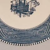 Vintage Ceramic Blue White Riverboat Small Round Dessert 6.25" China Plate
