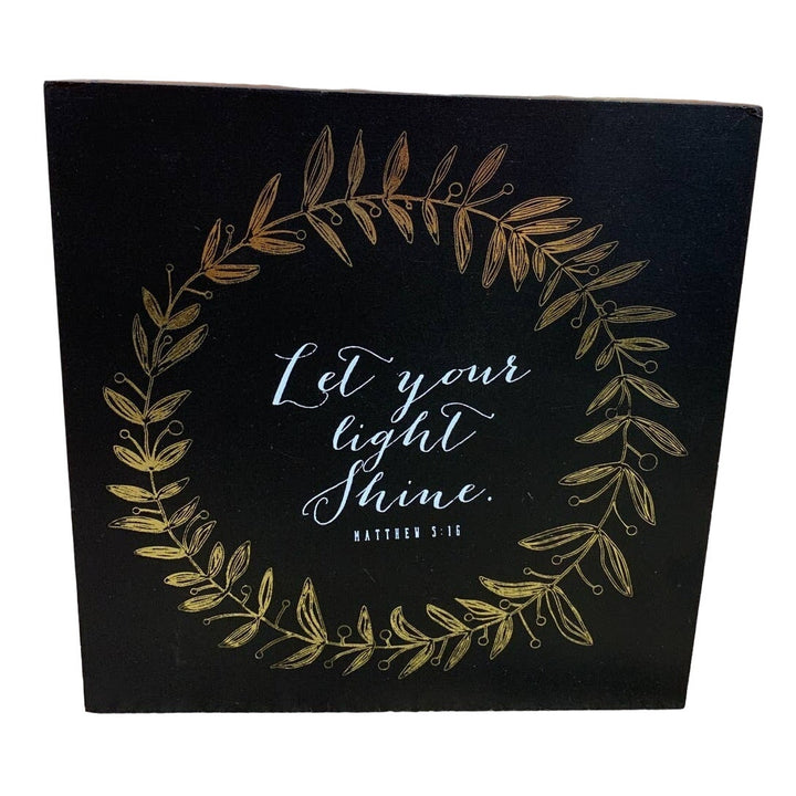 Let Your Light Shine Matthew Bible Verse Quote Wooden Artwork Desk Art Box