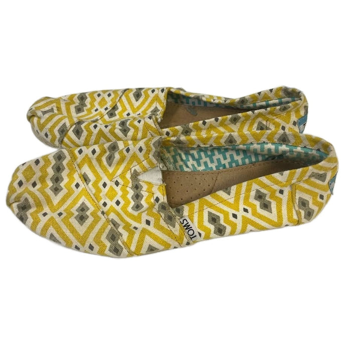 Toms Womens 7.5 Geometric Print Casual Slip On Canvas Tennis Shoes Sneakers