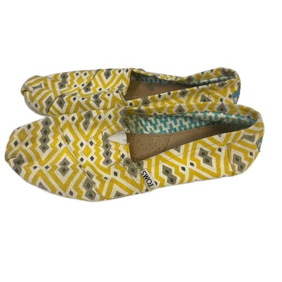 Toms Womens 7.5 Geometric Print Casual Slip On Canvas Tennis Shoes Sneakers