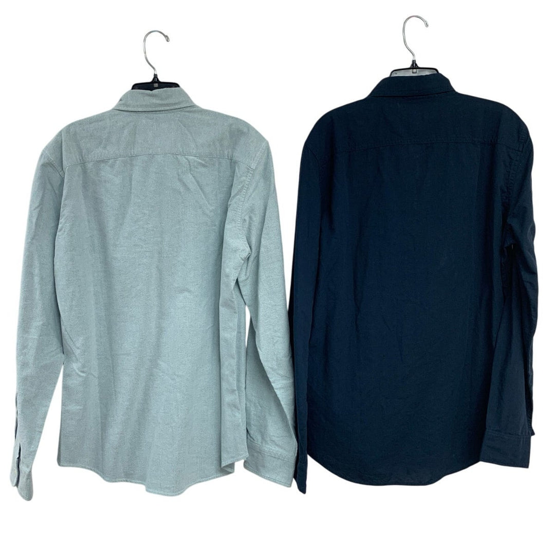 2 New American Eagle Mens Medium Slim Fit Long Sleeve Button Up Solid Shirts