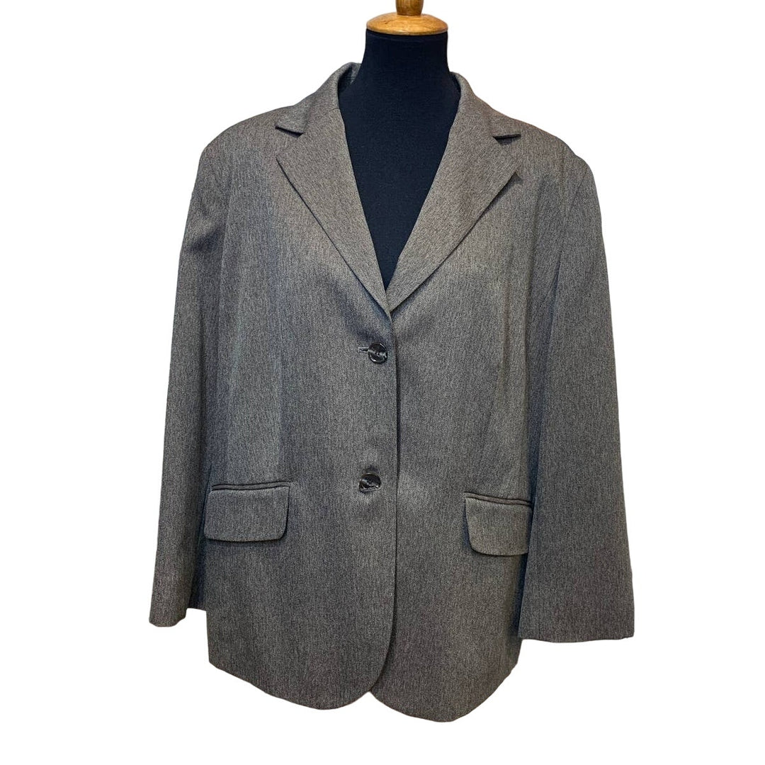 JM Collection Plus Size 18W Brown Two Button Career Polyester Suit Blazer Jacket