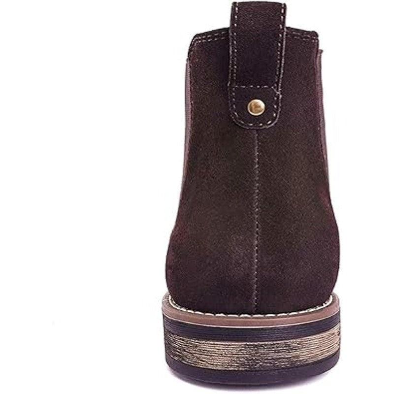 Bruno Marc Mens Size 7 Brown Suede Leather Slide On Low Heel Chelsea Ankle Boots