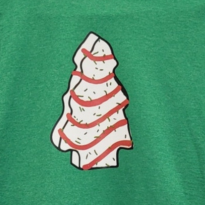 Upcycled Hand Printed Kids Youth Large Christmas Snack Cake Dessert Tee Shirt