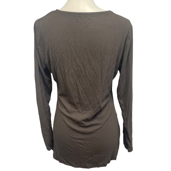 Shein Womens Medium Long Sleeve Lightweight Deep V Blouse Tee Shirt Top
