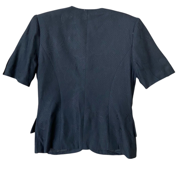 New Kasper Womens Size 10 Black Short Sleeve Padded Shoulder Button Up Blazer