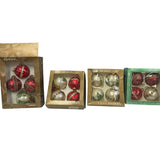 16 Vintage 4" Round Christmas Tree Victorian Glitter Lace Hanging Ball Ornaments