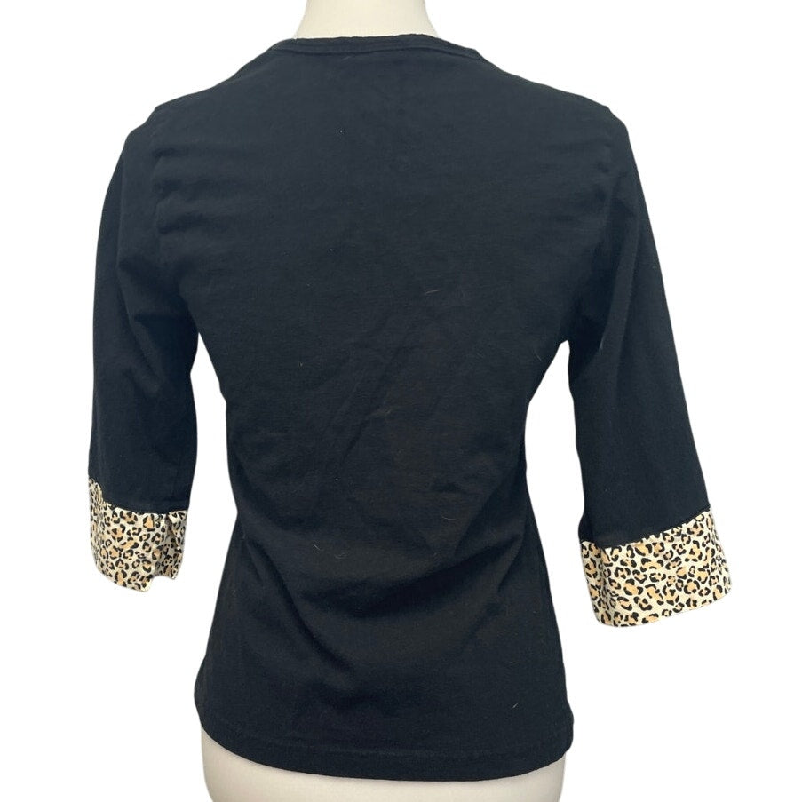 Pajama Gram Juniors Medium 100% Cotton Long Sleeve Cheetah Cuff Pajama Top