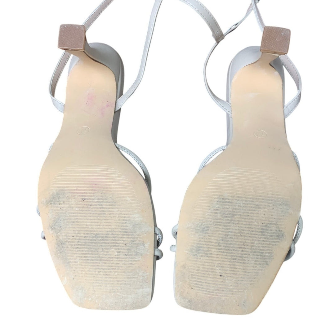Lacigo Womens Size 7.5 Tan 3.5" Heel Ankle Strap Slingback Strappy Sandal Shoes